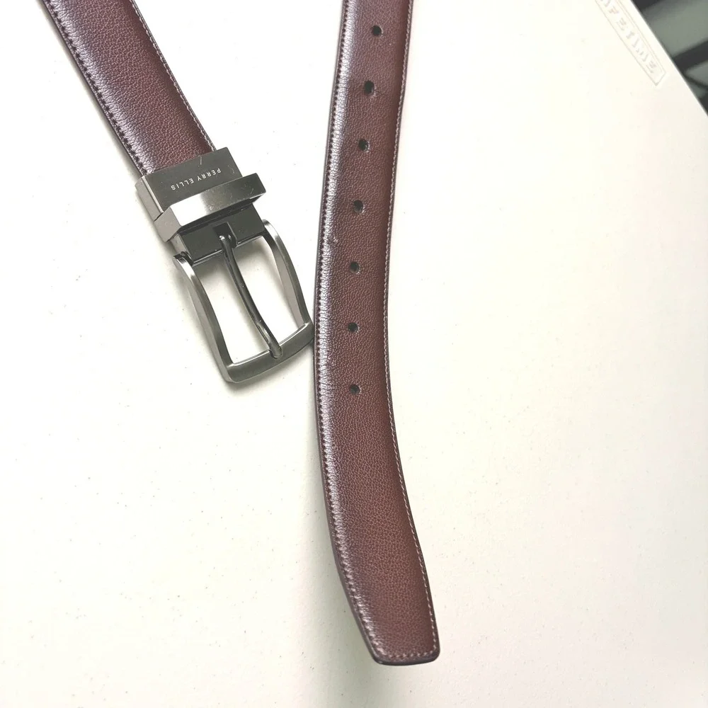 Perry Ellis Reversible Leather Belt 42 Brown Black DP02067